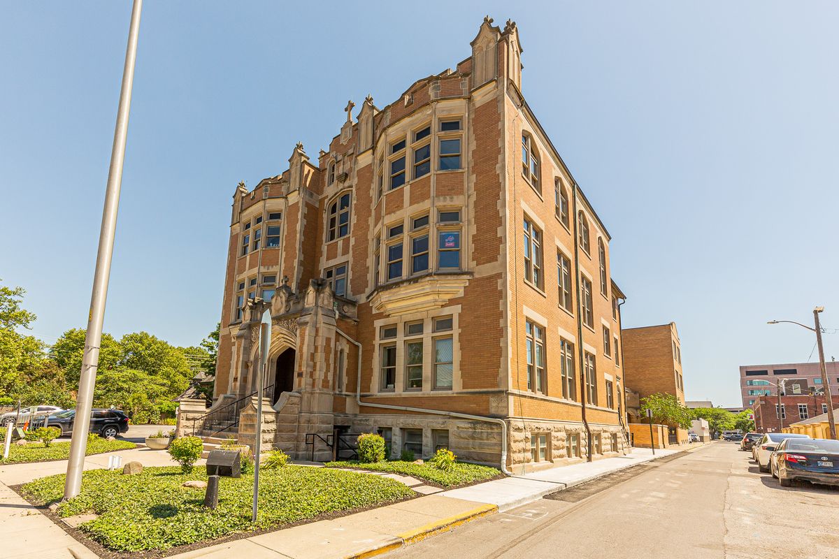 The Academy Building at Lockerbie, a historic brick and limestone office building in downtown Indianapolis